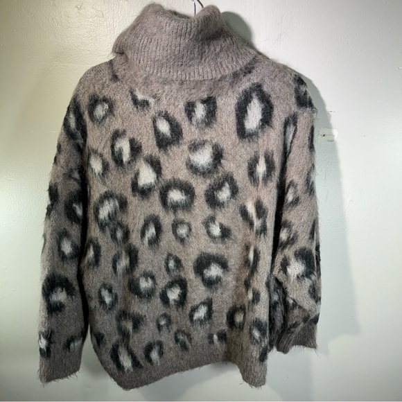 ZARA oversized chunky knit turtleneck sweater leopard mohair wool small cozy - Picture 7 of 16